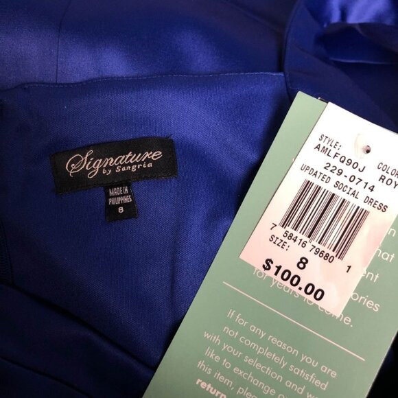 Sangria Signature Dress Womens Size 8 Blue Lined Satin Look Formal Evening NEW - Picture 5 of 8